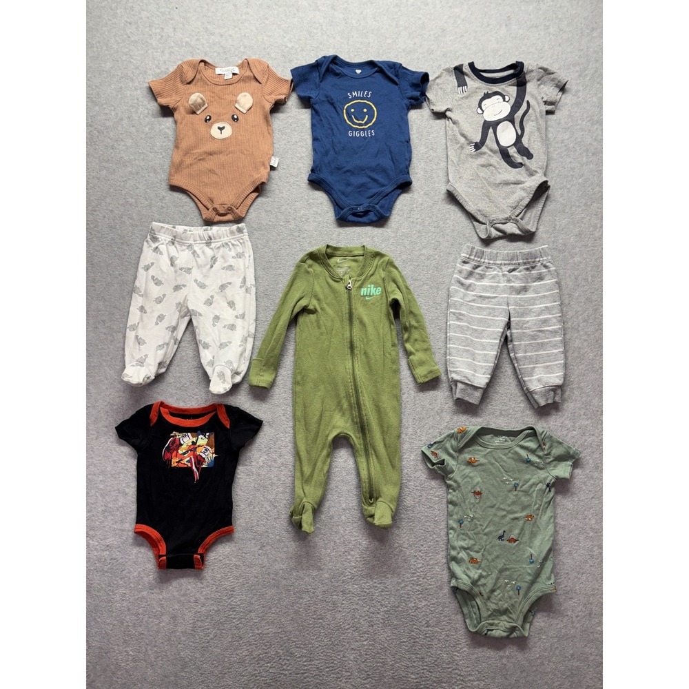 Baby Boy Clothes Bundle 6-9M Nike Carters Miniville Bodysuits Pants Sleeper 8pc